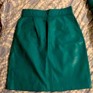 🛍Vintage teal leather mini skirt